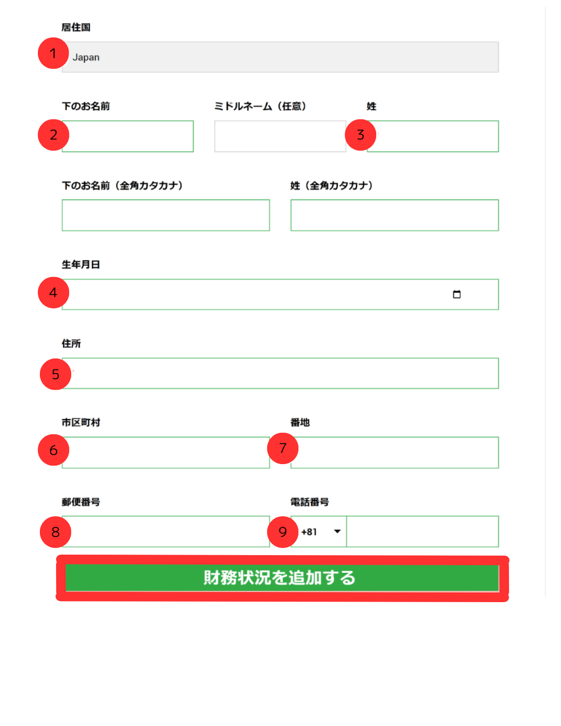 登録フォームの説明